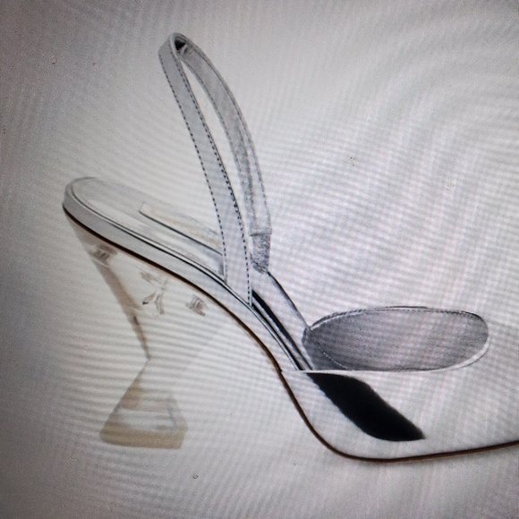 Larroude Gaga Silver Slingback Pumps | Transparent Sculptural Heel - Picture 2 of 6